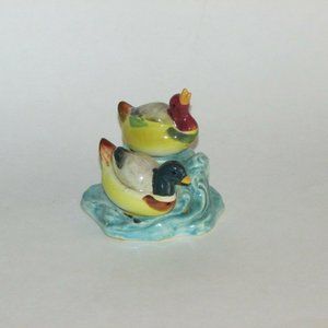 Rustic Salt & Pepper Shakers Vintage 3 pc Ducks Birds Cottagecore Mid-century